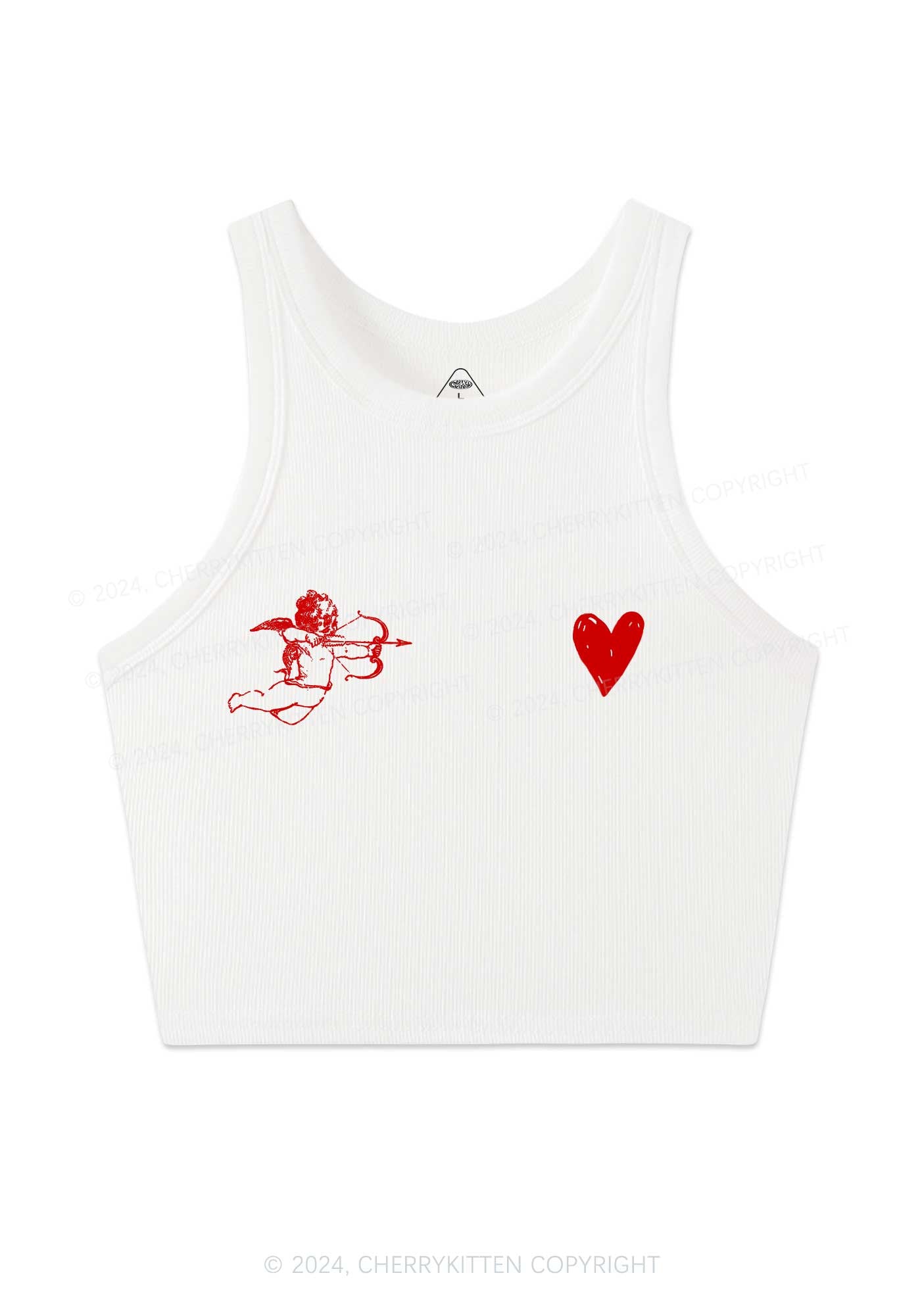 Cupid Red Heart Y2K Valentine's Day Crop Tank Top Cherrykitten