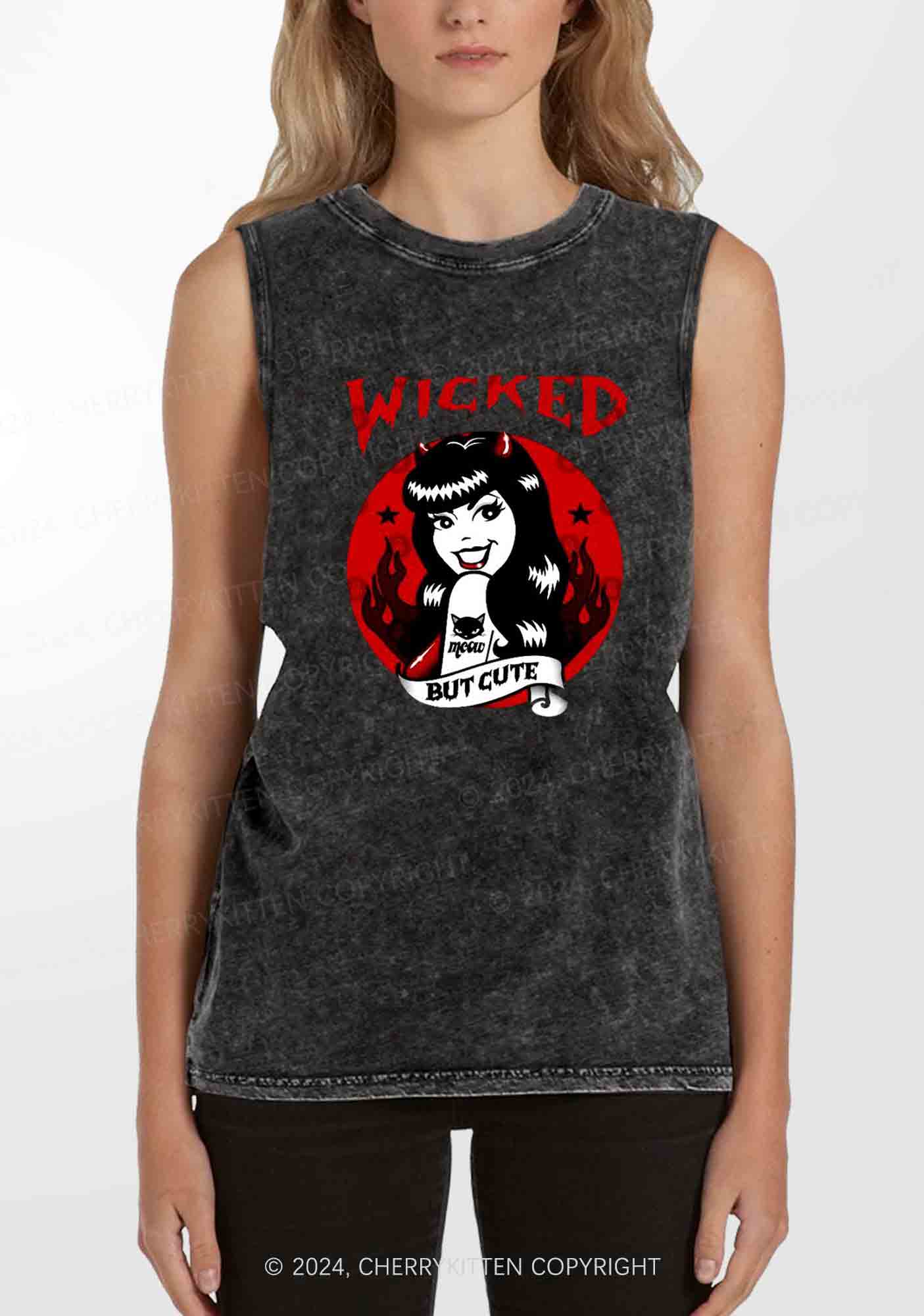 Halloween Wicked But Cute Y2K Washed Tank Cherrykitten