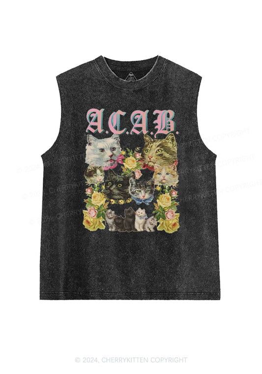 ACAB Cats Are Beautiful Y2K Washed Tank Cherrykitten