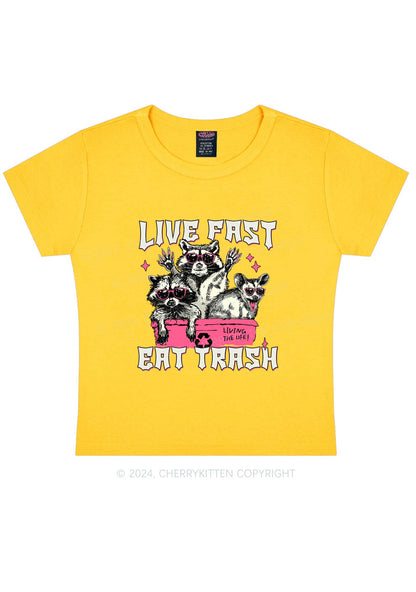 Live Fast Eat Trash Y2K Baby Tee Cherrykitten