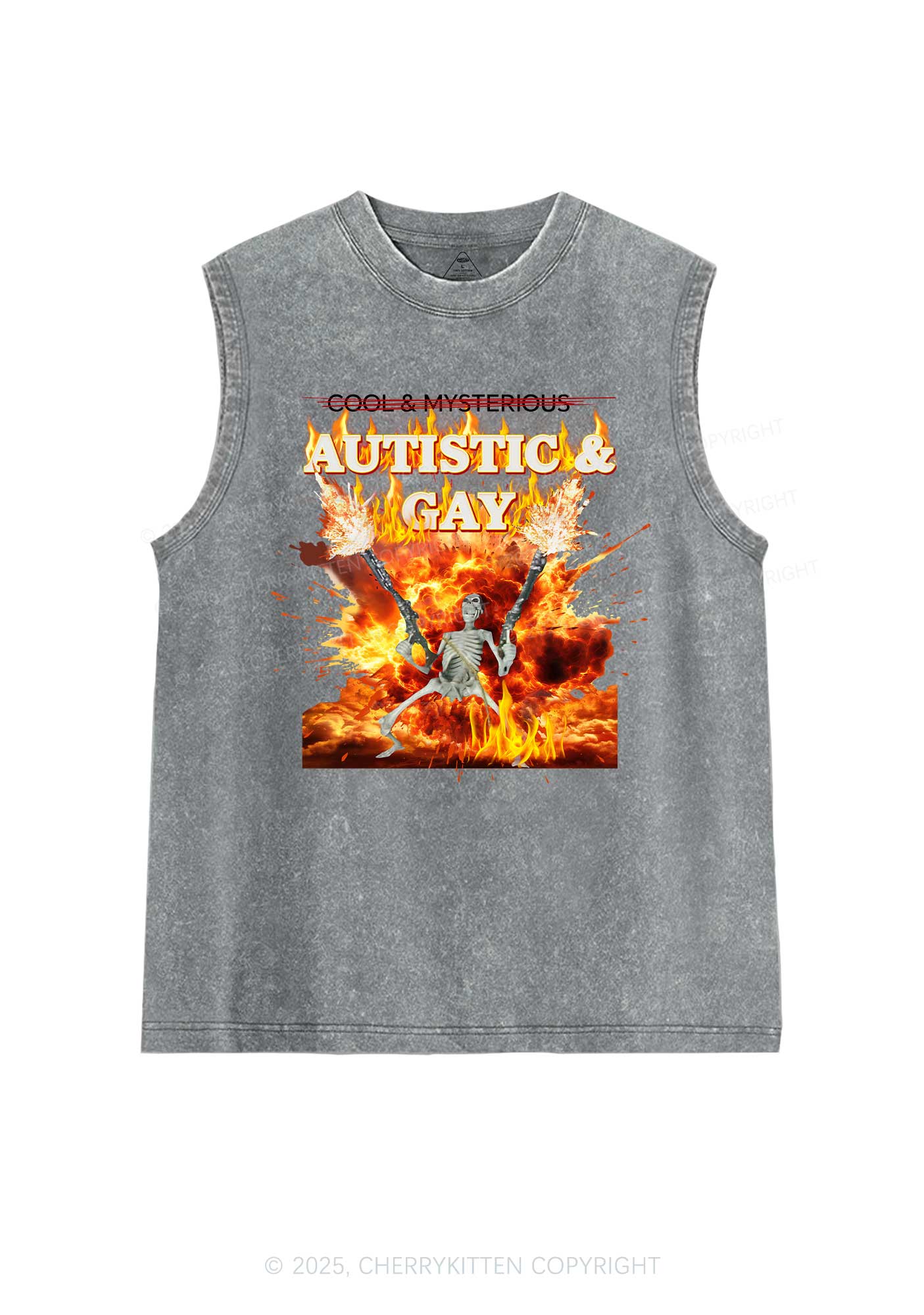 Autistic Gay Skeleton Y2K Washed Tank Cherrykitten