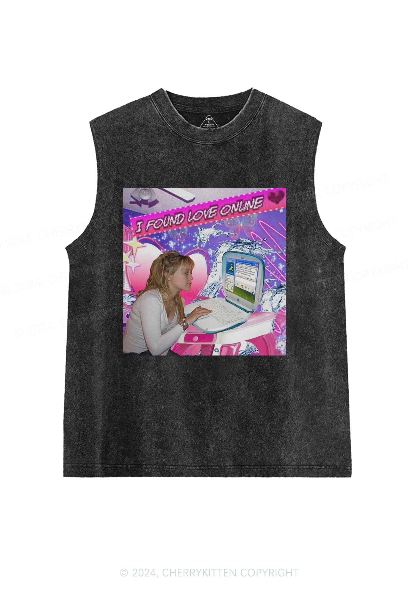 I Found Love Online Y2K Washed Tank Cherrykitten