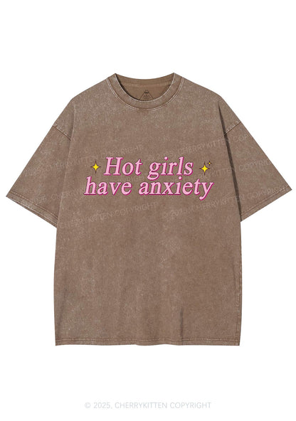 Hot Girls Anxiety Y2K Washed Tee Cherrykitten