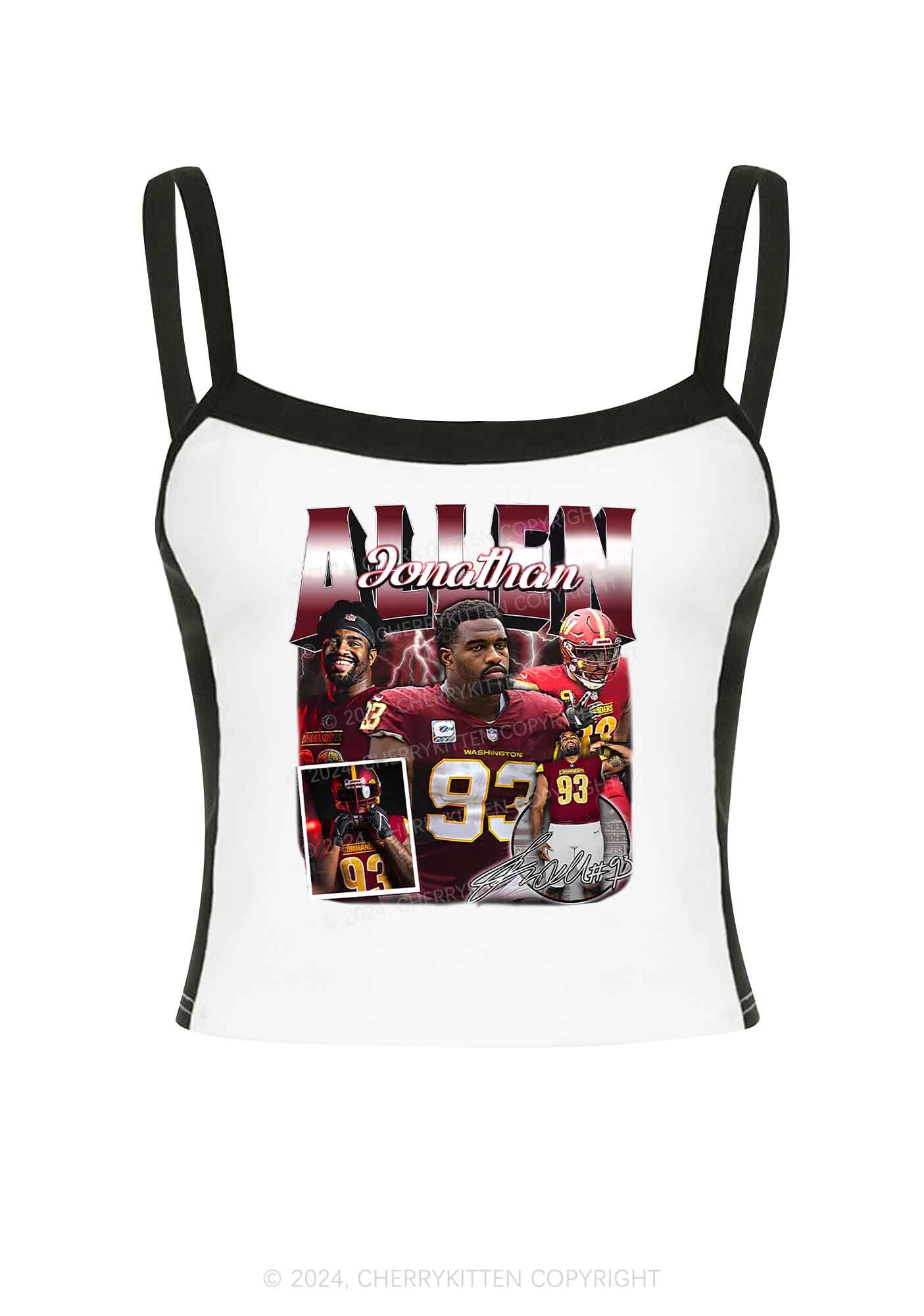 Red Allen Y2K Super Bowl Color Block Crop Cami Top Cherrykitten