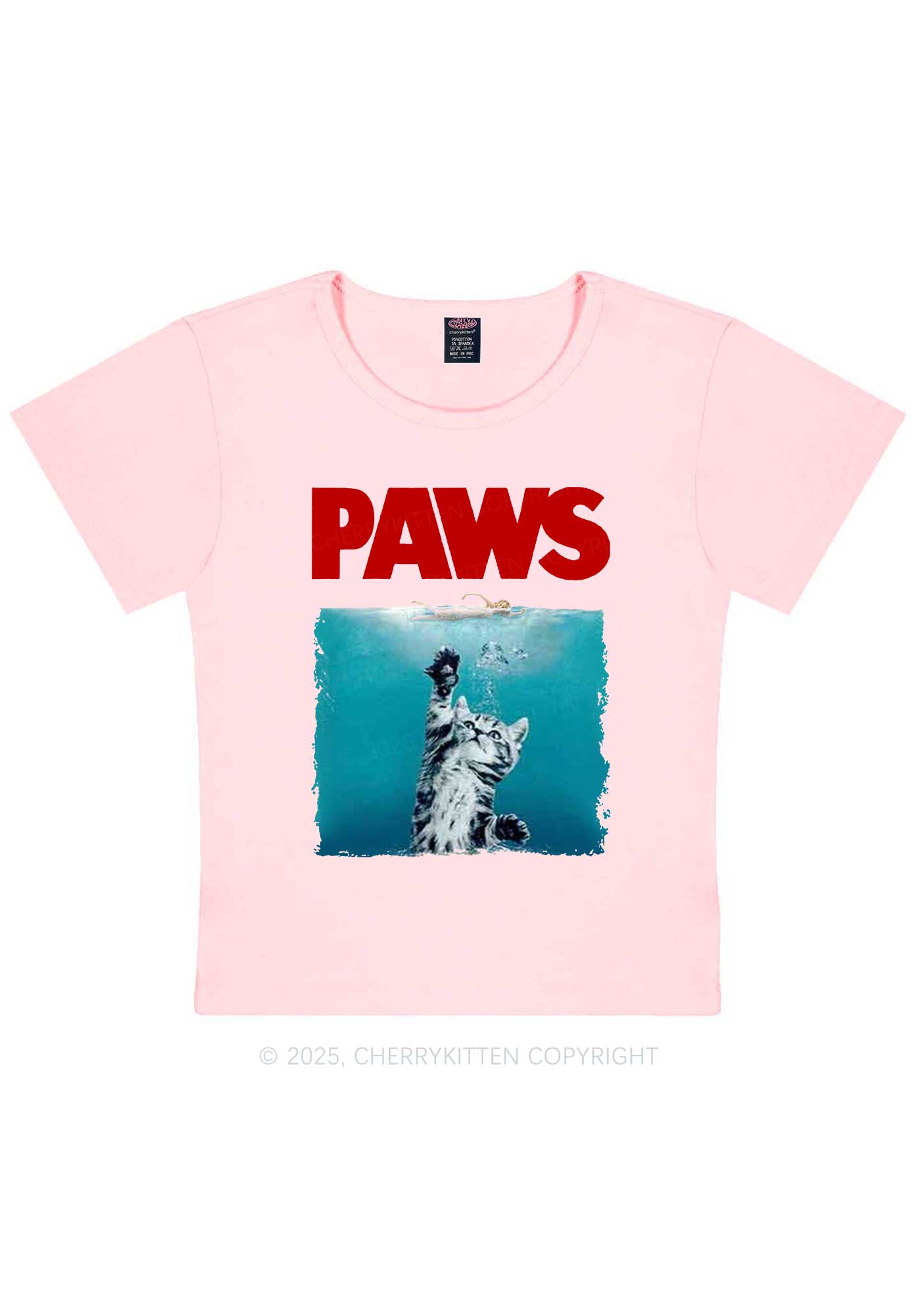 Paws Jaws Cat Y2K Baby Tee Cherrykitten