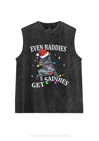 Christmas Baddie Cat Y2K Washed Tank Cherrykitten