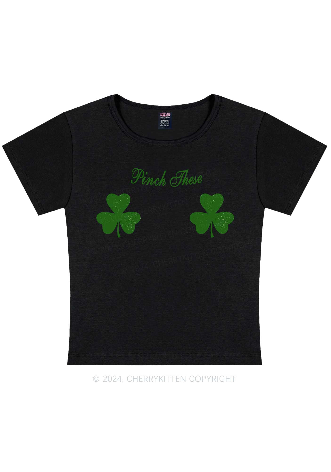 Pinch These St Patricks Y2K Baby Tee Cherrykitten