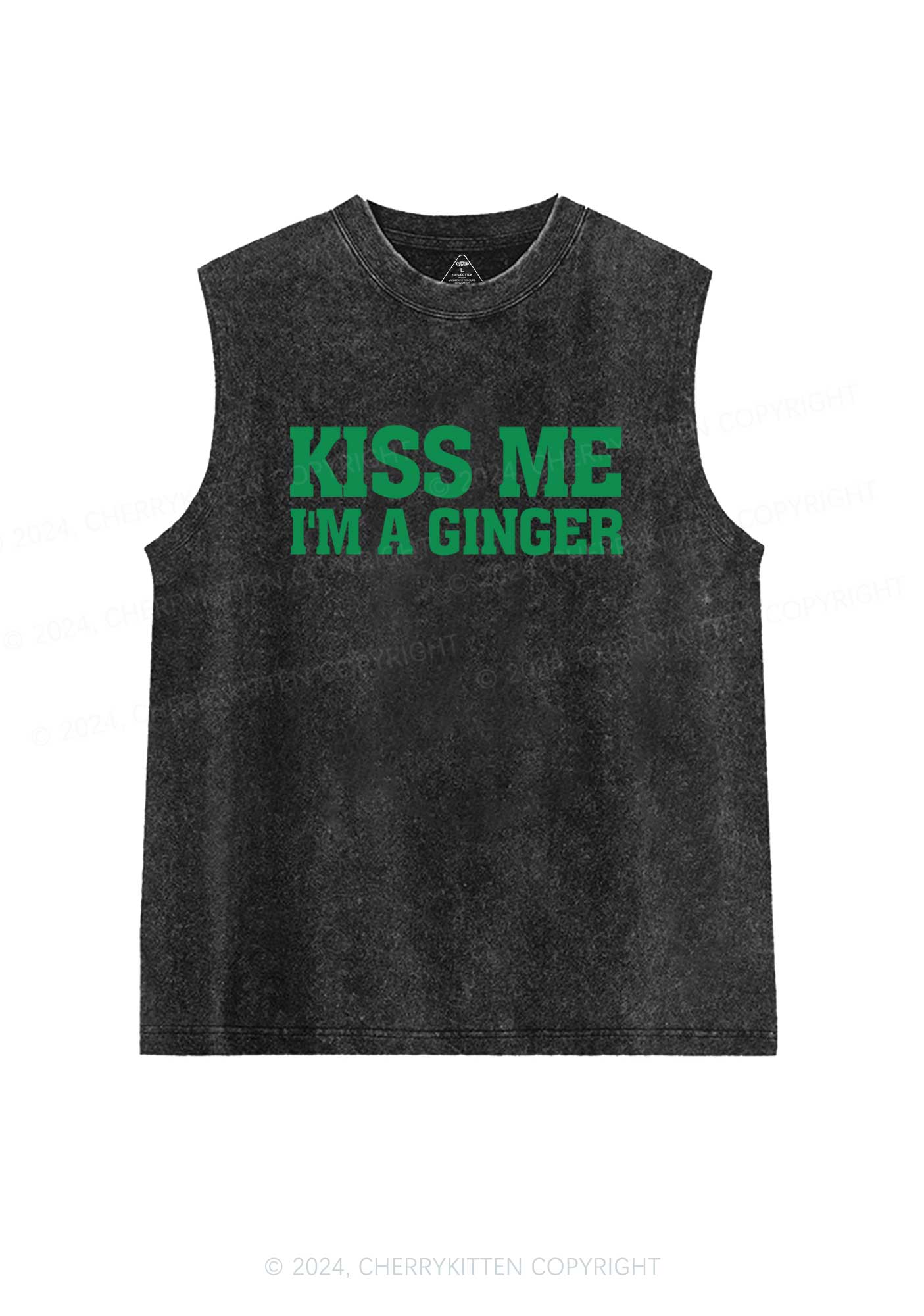 Kiss Me Im Ginger St Patricks Y2K Washed Tank Cherrykitten