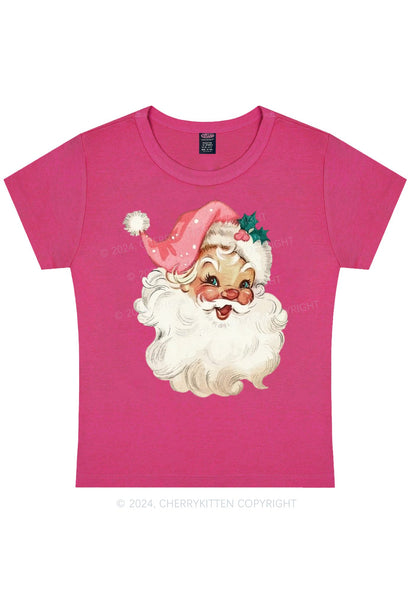 Christmas Pink Santa Y2K Baby Tee Cherrykitten