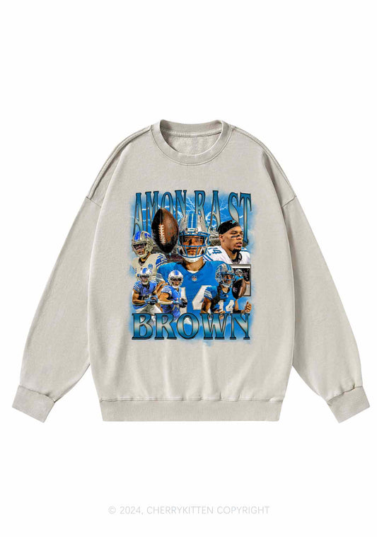 Brown Football Y2K Super Bowl Washed Sweatshirts Cherrykitten