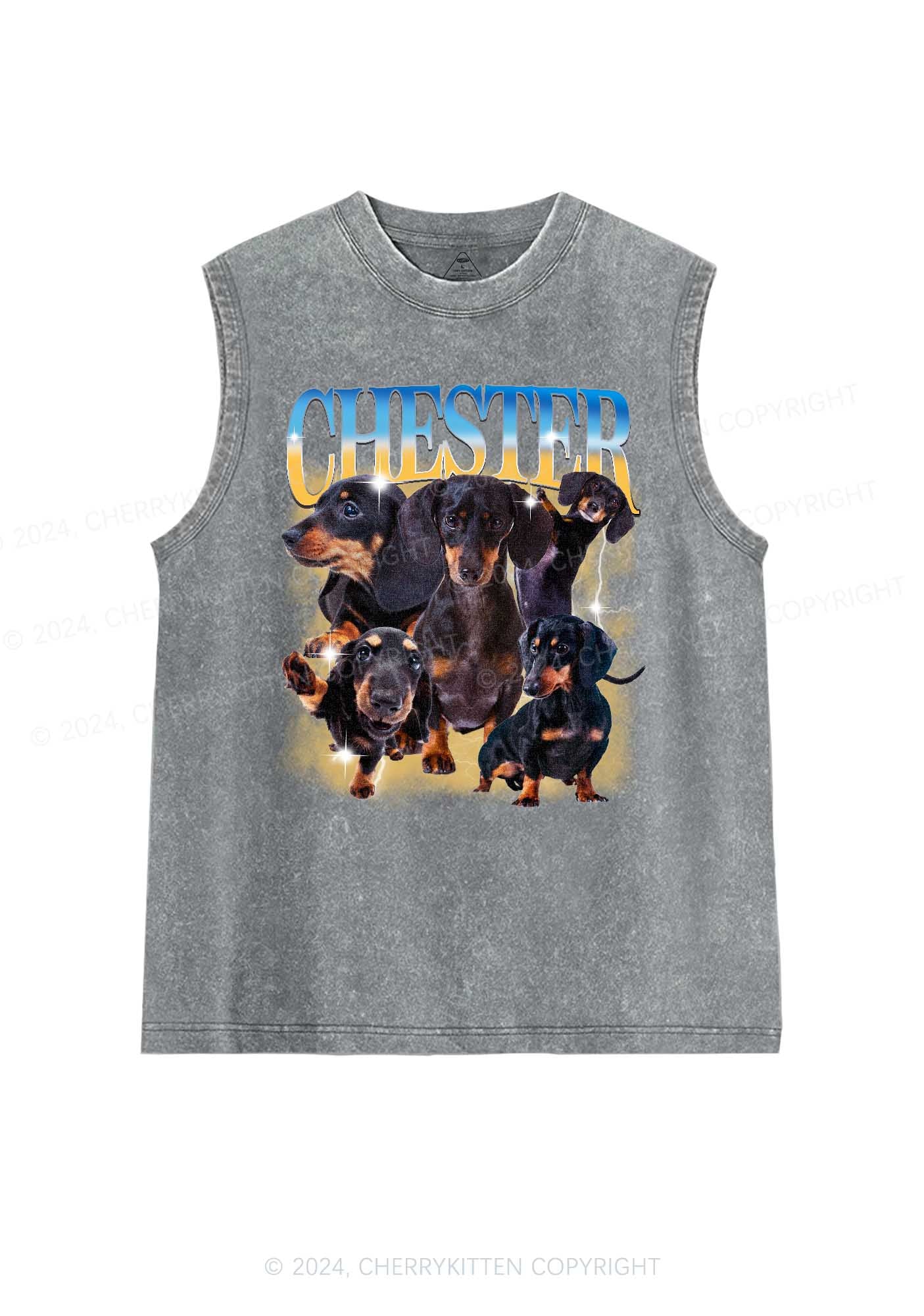 Custom Dog Photo Y2K Washed Tank Cherrykitten