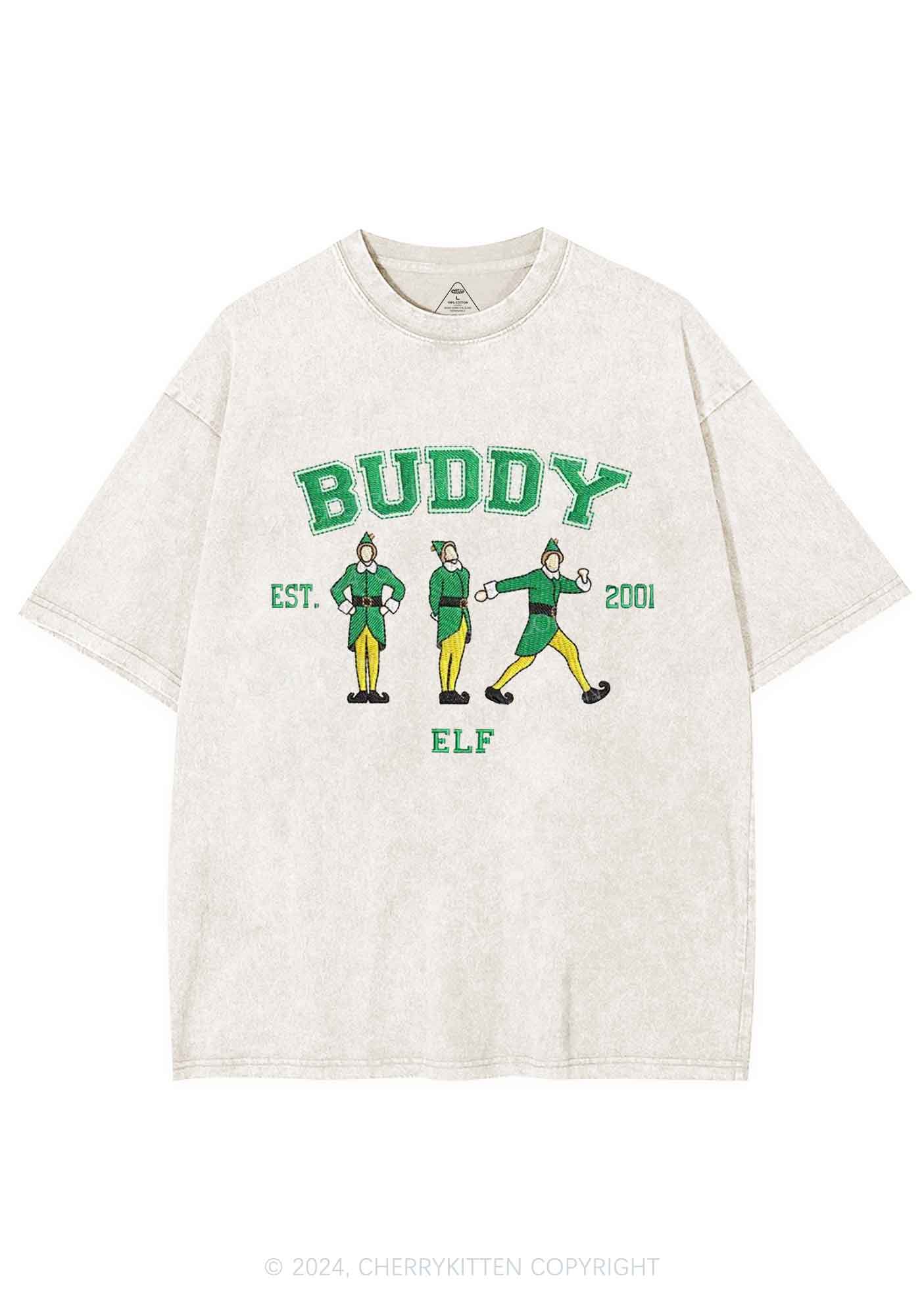 Christmas Elf Buddy Y2K Washed Tee Cherrykitten