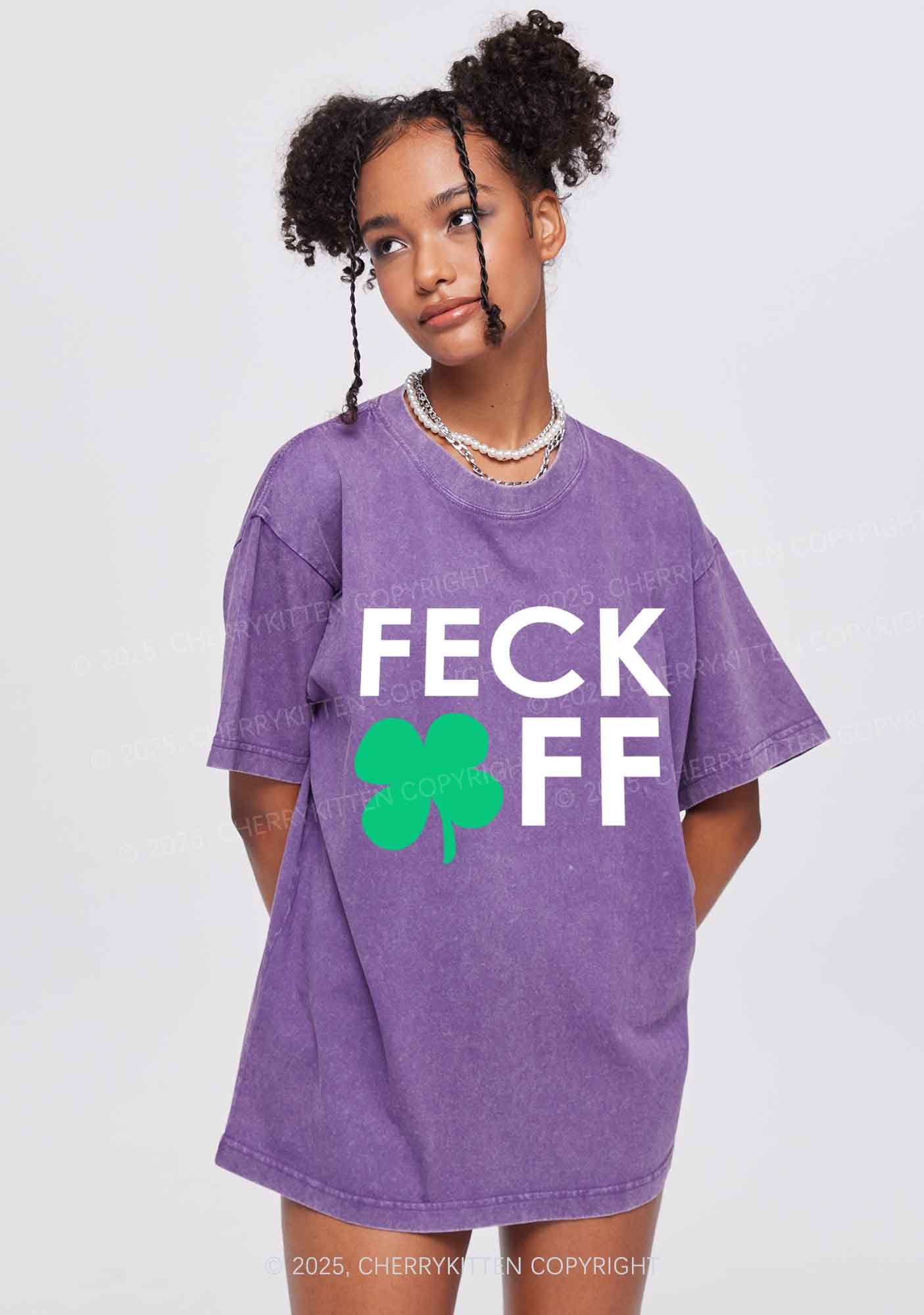 Feck Off St Patricks Y2K Washed Tee Cherrykitten