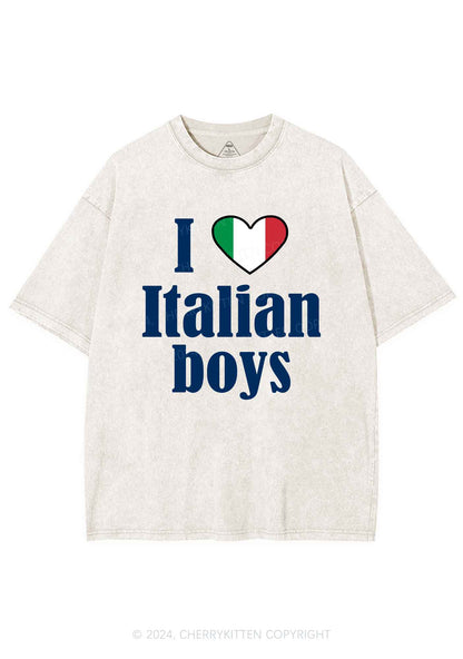 I Love Italian Boys Y2K Washed Tee Cherrykitten