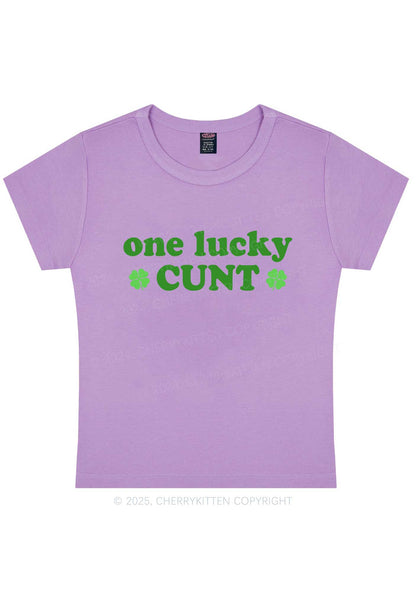 One Lucky Cxxt St Patricks Y2K Baby Tee Cherrykitten