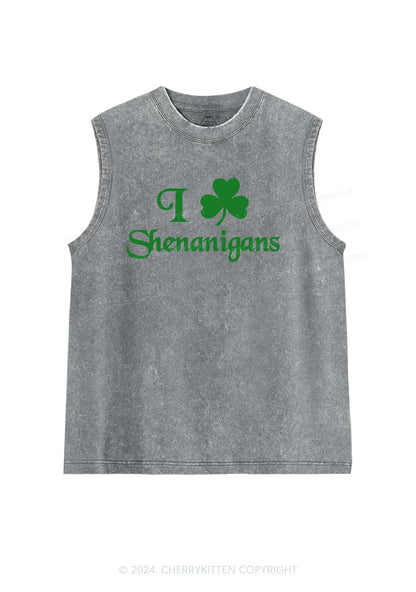 I Love Shenanigans St Patricks Y2K Washed Tank Cherrykitten