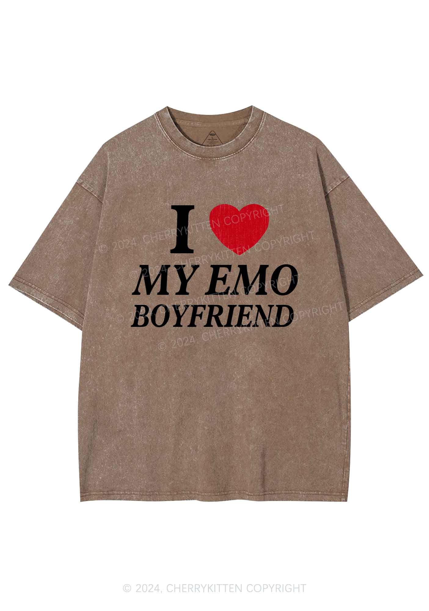 I Love My Emo BF Y2K Valentine's Day Washed Tee Cherrykitten