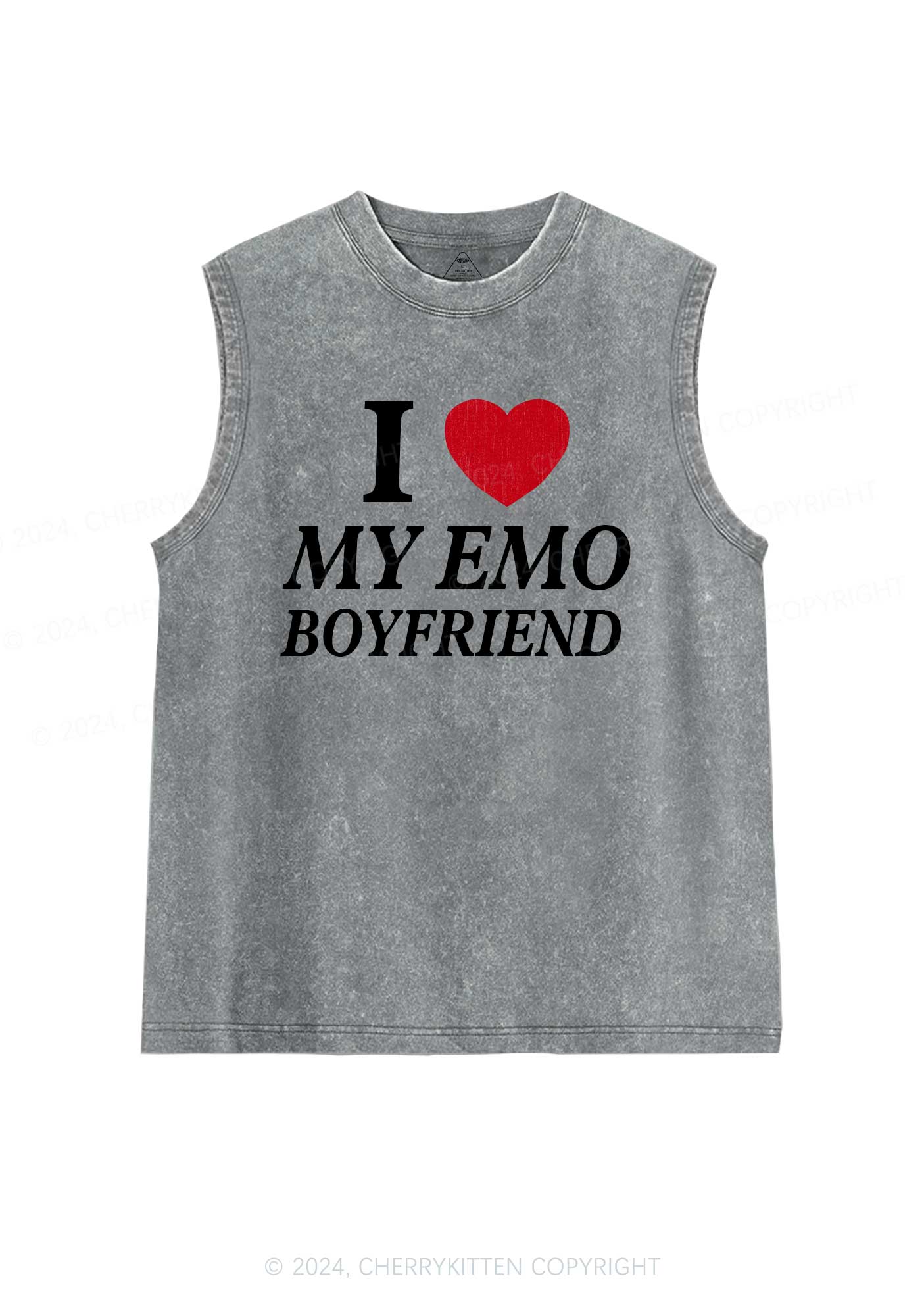 I Love My Emo BF Y2K Valentine's Day Washed Tank Cherrykitten