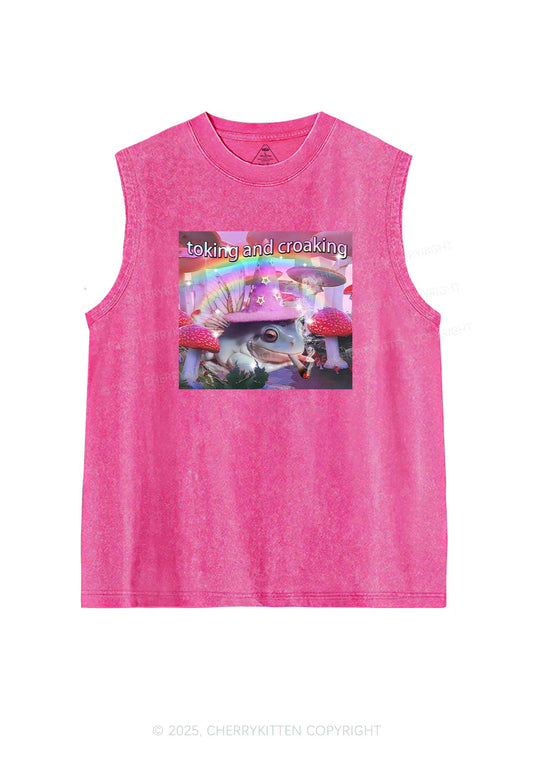 Toking Croaking Frog Y2K Washed Tank Cherrykitten