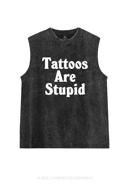 Tattoos Are Stupid Y2K Washed Tank Cherrykitten