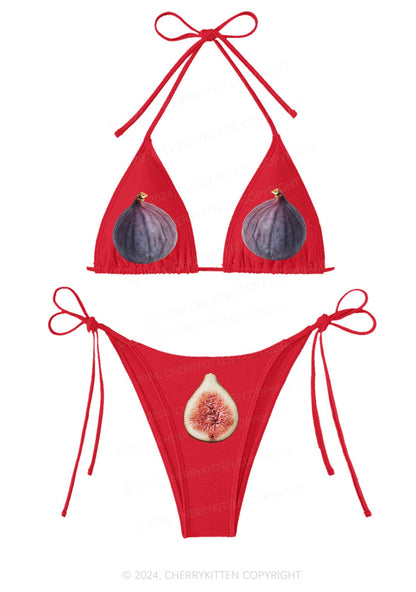 Figs Y2K Halter Triangle Bikini Set Cherrykitten