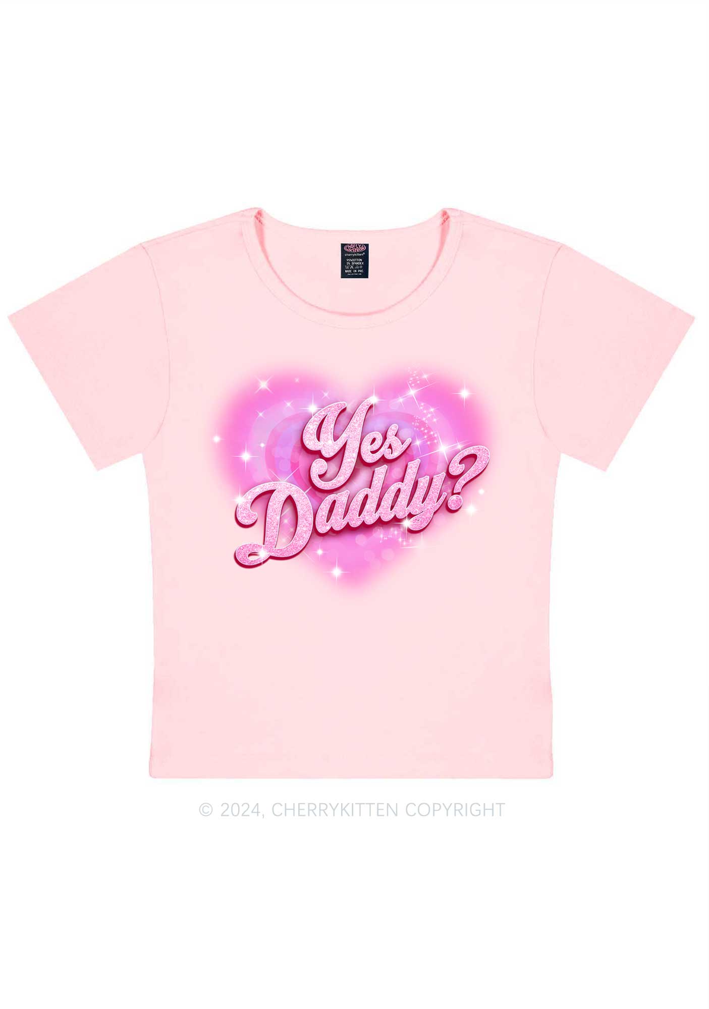 Pink Yes Daddy Y2K Valentine's Day Baby Tee Cherrykitten