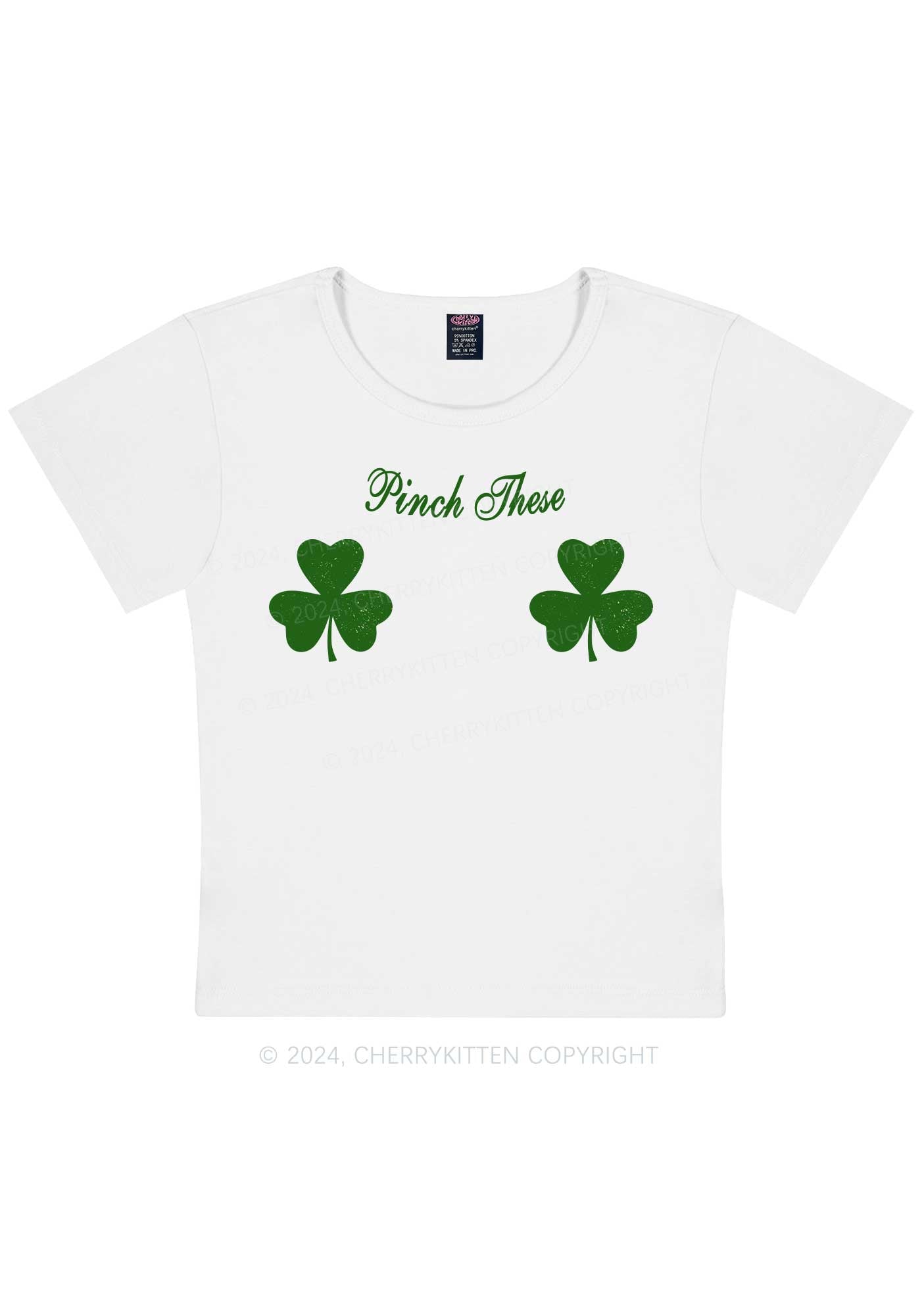 Pinch These St Patricks Y2K Baby Tee Cherrykitten