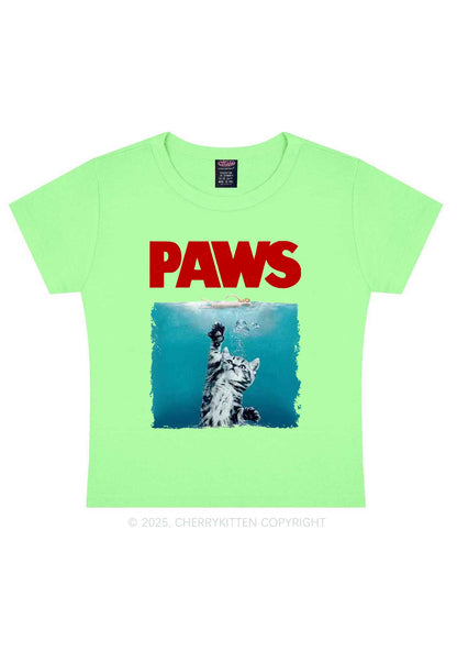 Paws Jaws Cat Y2K Baby Tee Cherrykitten