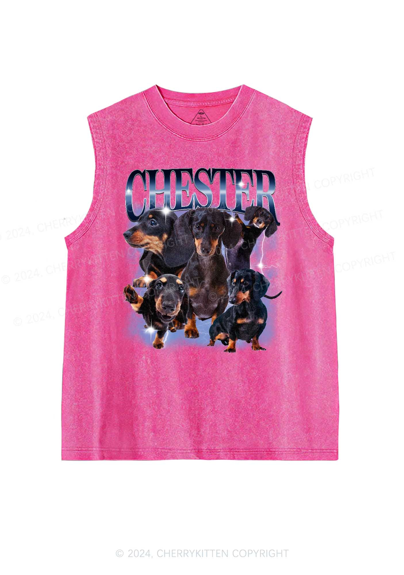 Custom Dog Photo Y2K Washed Tank Cherrykitten