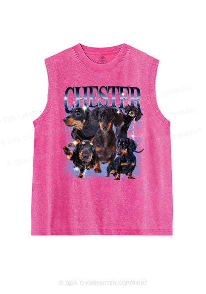 Custom Dog Photo Y2K Washed Tank Cherrykitten