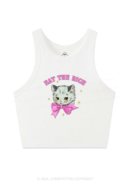 Eat Rich Cat Y2K Crop Tank Top Cherrykitten