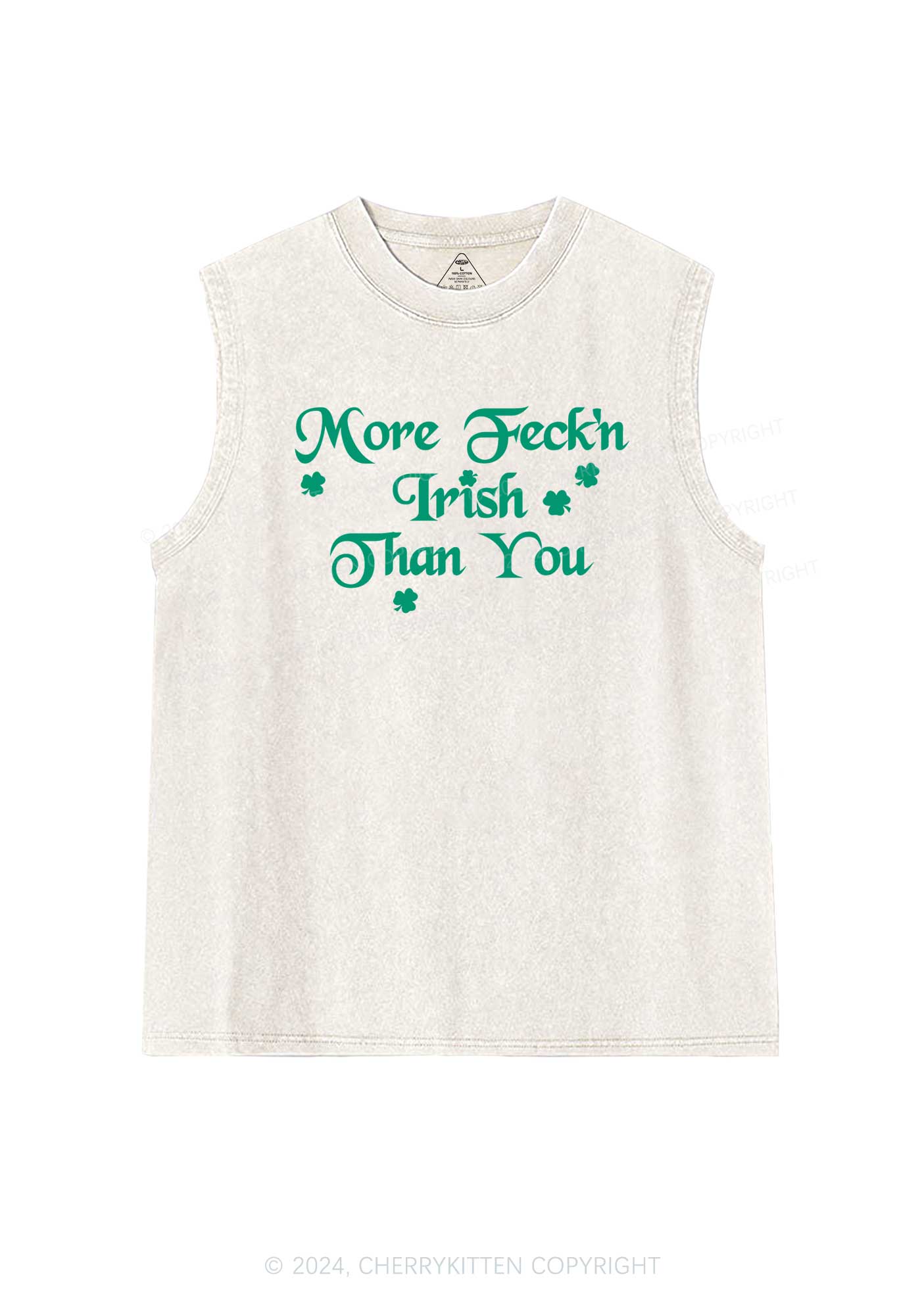 More Feckn Irish Than You St Patricks Y2K Washed Tank Cherrykitten