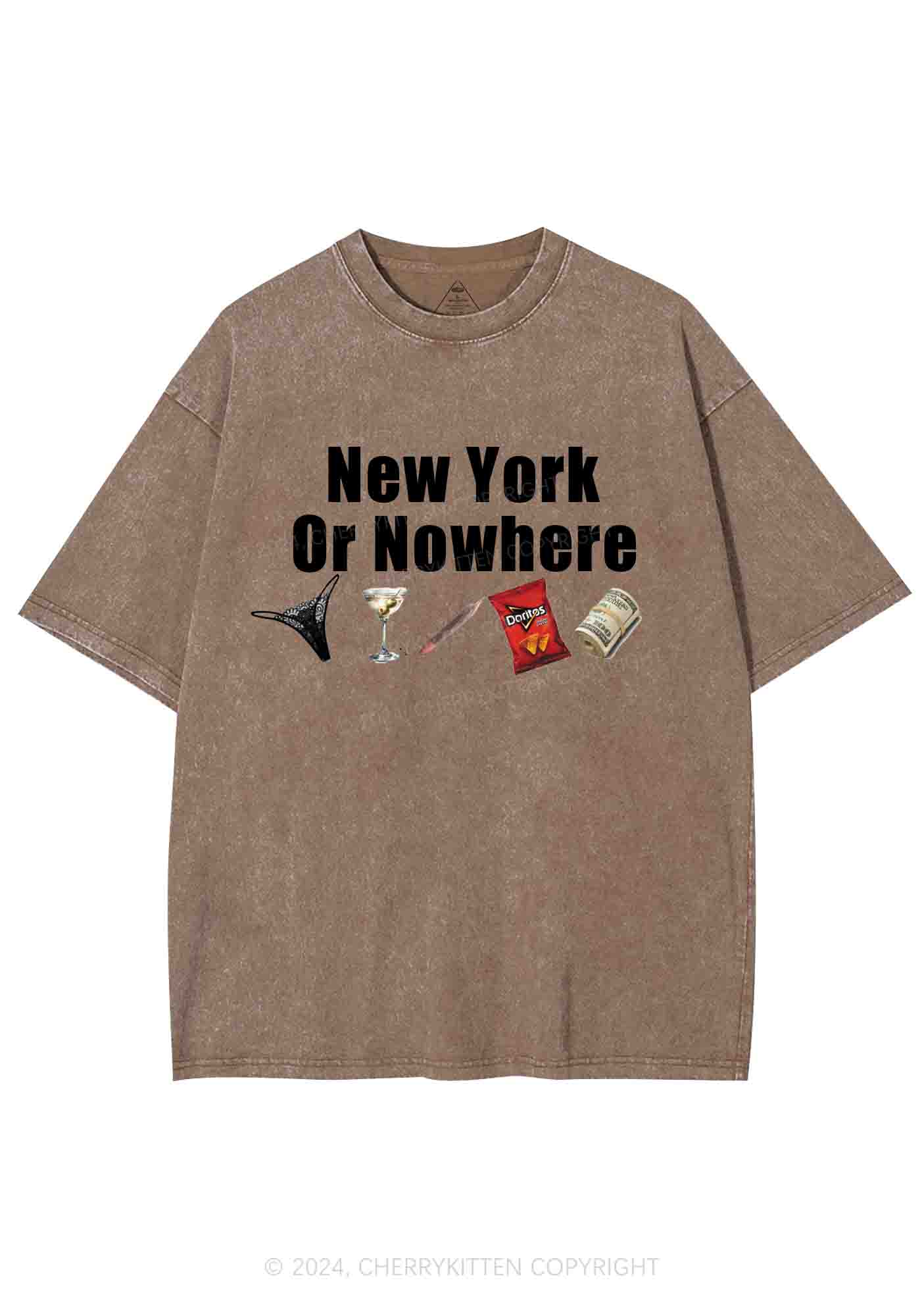 New York Or Nowhere Y2K Washed Tee Cherrykitten