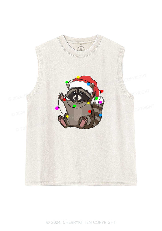 Christmas Raccoon Y2K Washed Tank Cherrykitten