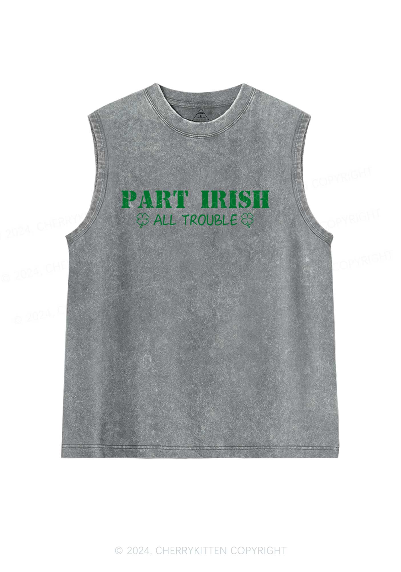 Part Irish All Trouble St Patricks Y2K Washed Tank Cherrykitten