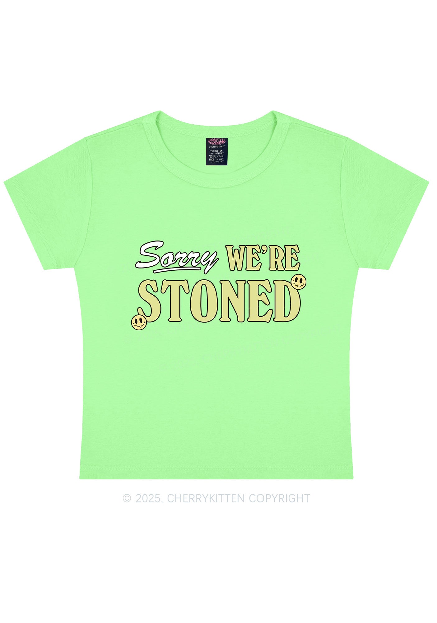 Sorry We're Stoned Y2K Baby Tee