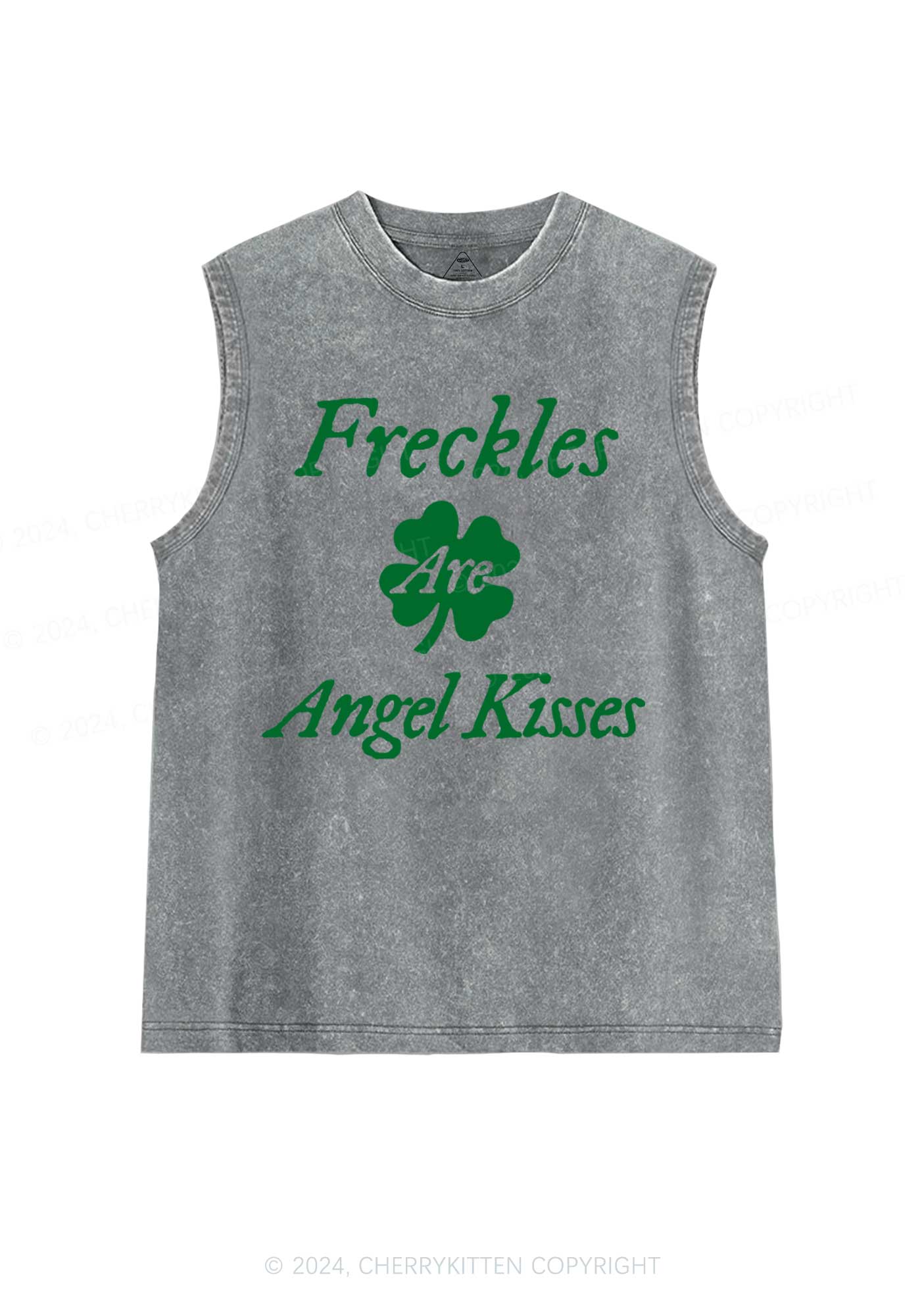 Freckles Are Angel Kisses St Patricks Y2K Washed Tank Cherrykitten