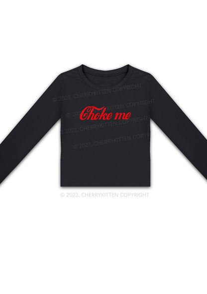 Choke Me Y2K Long Sleeve Crop Top Cherrykitten