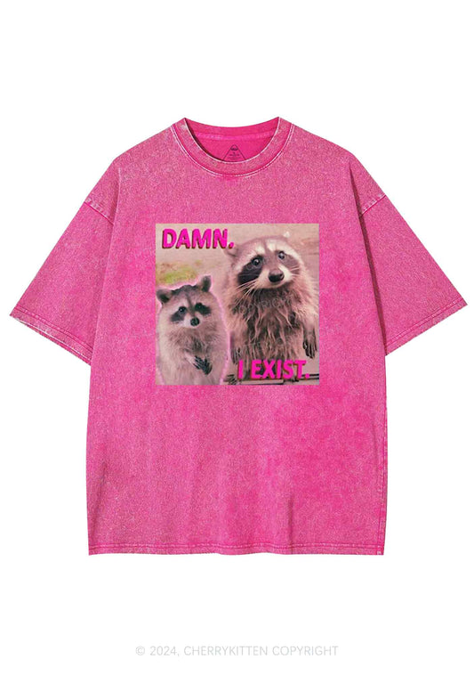 Raccoon I Exist Y2K Washed Tee Cherrykitten