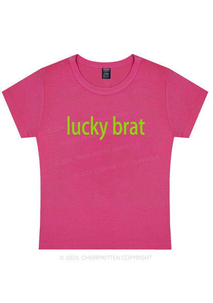 Lucky Brat St Patricks Y2K Baby Tee Cherrykitten