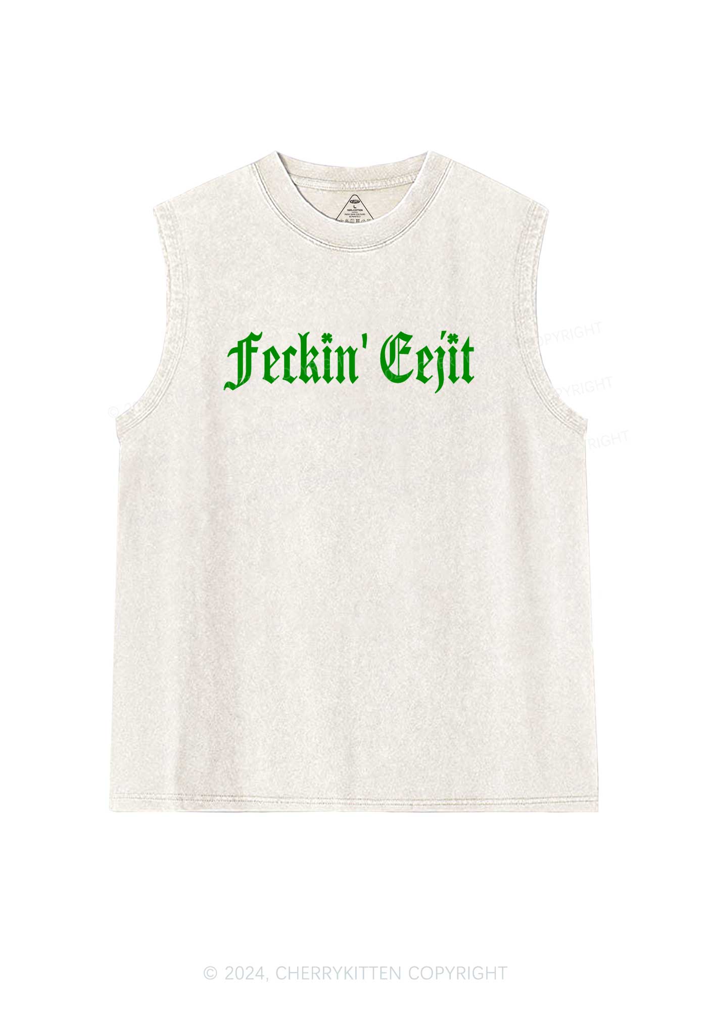 Feckin Eejit St Patricks Y2K Washed Tank Cherrykitten