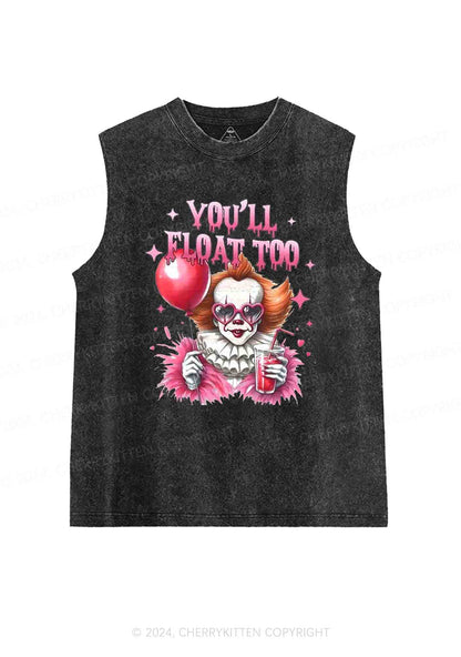 Halloween You Will Float Too Y2K Washed Tank Cherrykitten