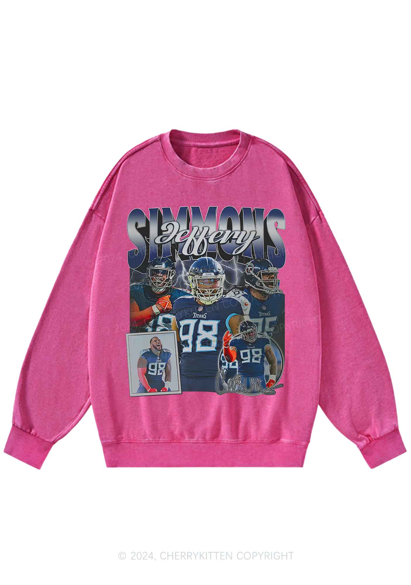 Blue JS Y2K Super Bowl Washed Sweatshirts Cherrykitten