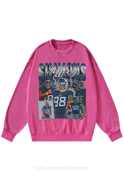 Blue JS Y2K Super Bowl Washed Sweatshirts Cherrykitten