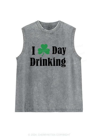 I Love Day Drinking St Patricks Y2K Washed Tank Cherrykitten