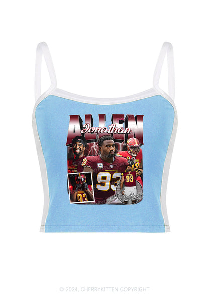 Red Allen Y2K Super Bowl Color Block Crop Cami Top Cherrykitten