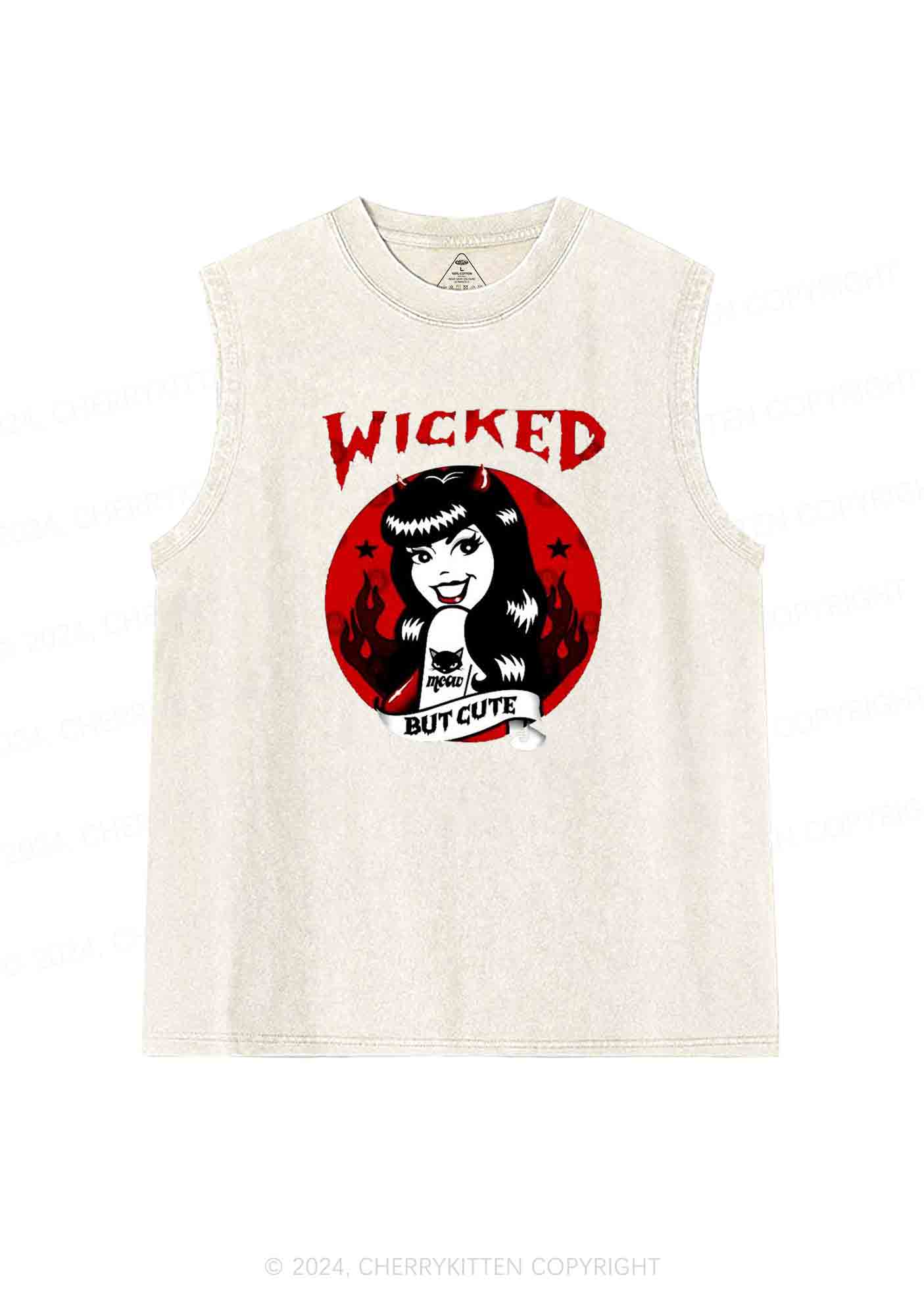 Halloween Wicked But Cute Y2K Washed Tank Cherrykitten