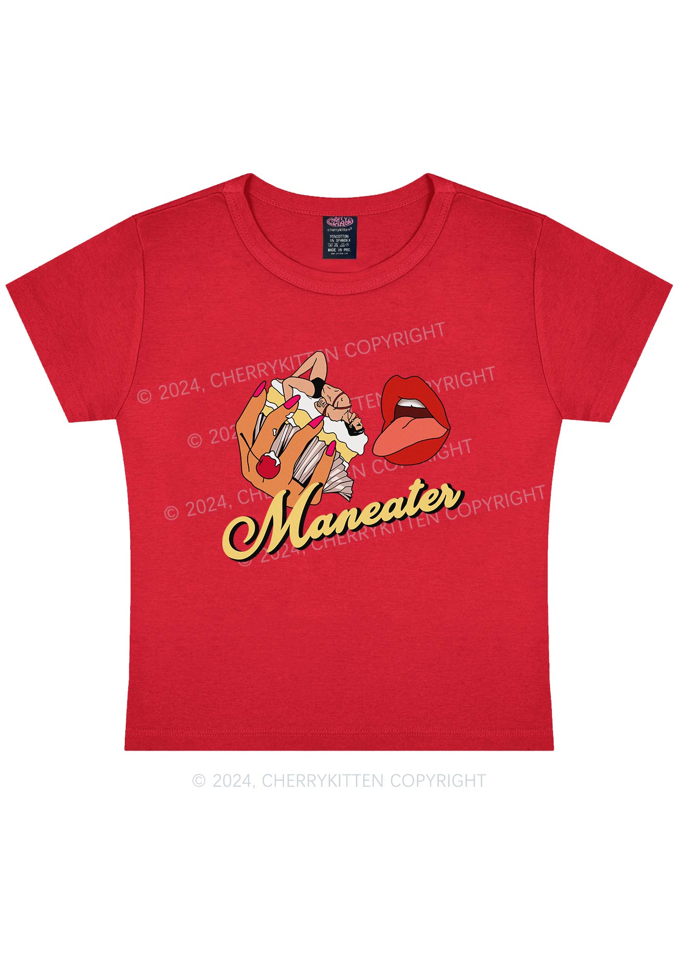 Maneater Mouth Y2K Baby Tee Cherrykitten