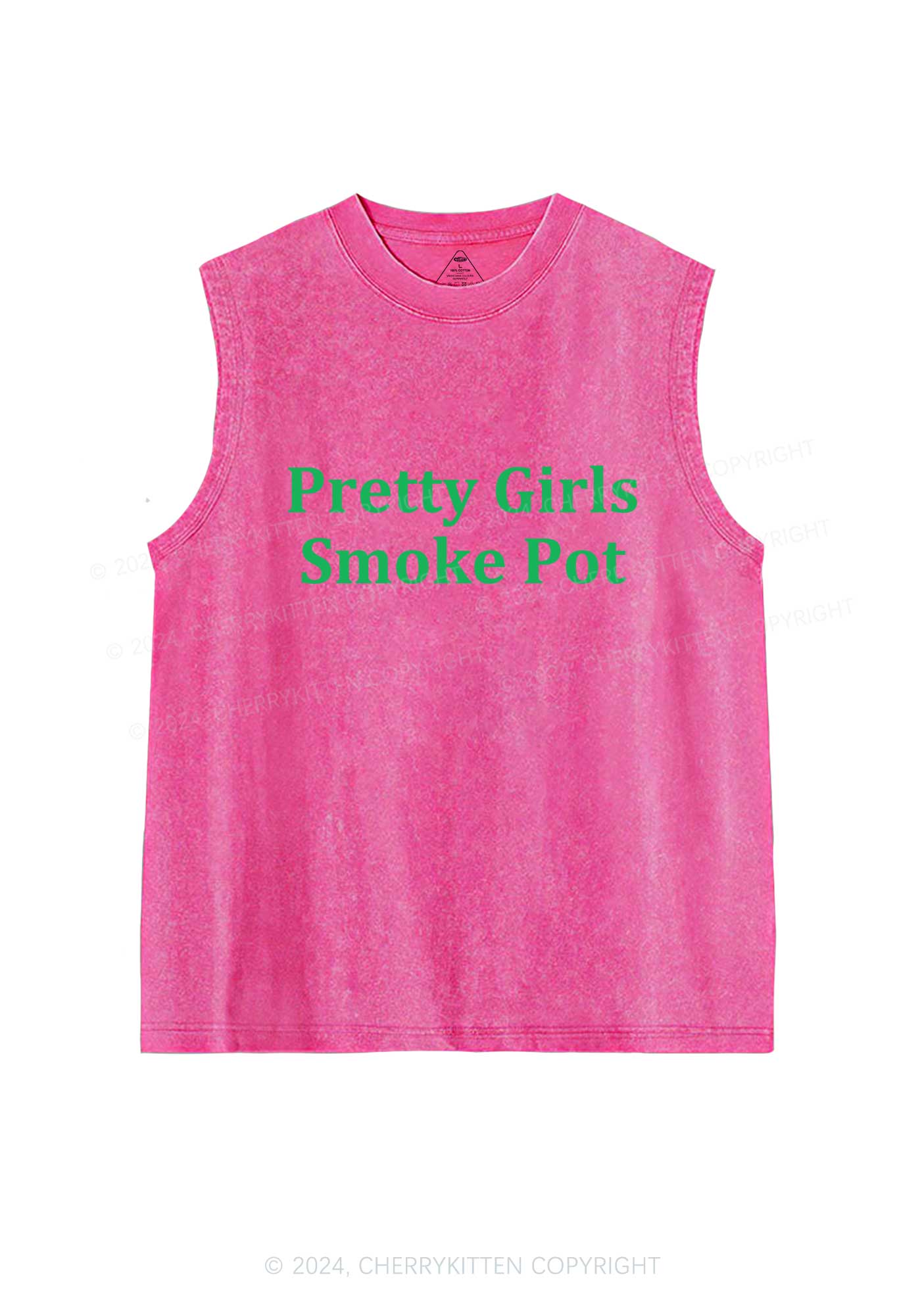 Pretty Girls Smoke Pot Y2K Washed Tank Cherrykitten