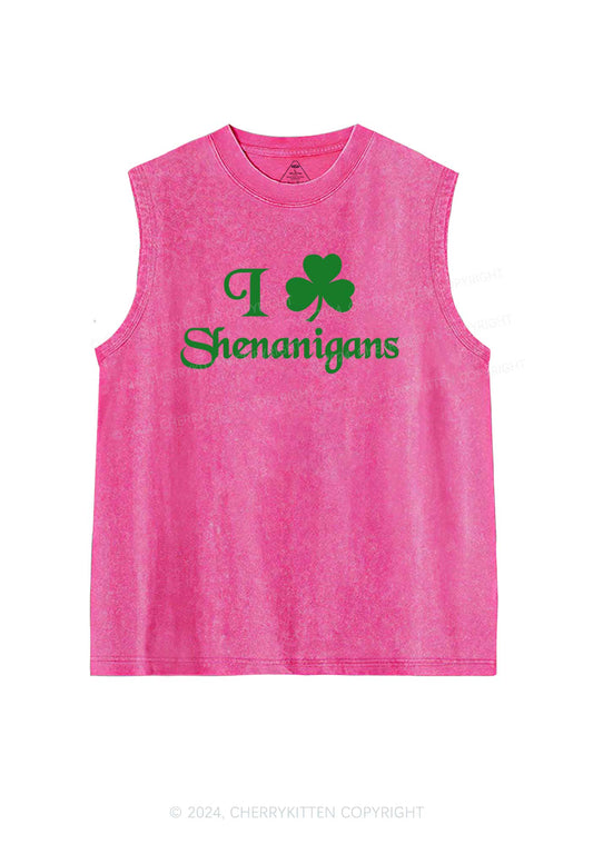 I Love Shenanigans St Patricks Y2K Washed Tank Cherrykitten